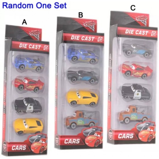4pcs Disney Pixar Cars 3 Diecast Car Toys Gift Set 1:64 Lightning McQueen Mater Jackson Storm Car Model Toy Boy Christmas Gift