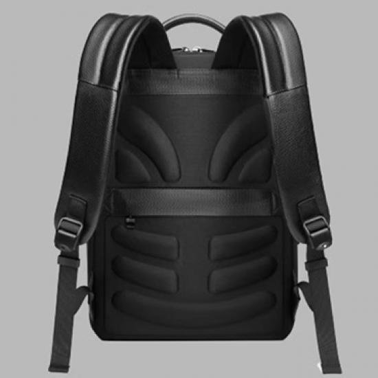 Classic Leather Backpack with USB Black One Size