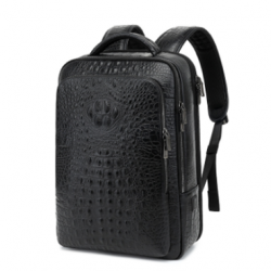 Crocodile Pattern Leather Backpack with USB