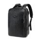 Crocodile Pattern Leather Backpack with USB Crocodile Pattern Leather Backpack with USB