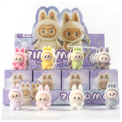 12 Pcs Kawaii The Monsters Labubu Zimomo Angel Flocking Doll Blind Box