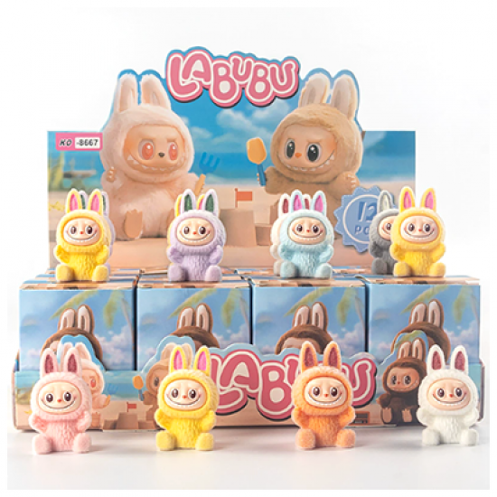12 Pcs Kawaii The Monsters Labubu Beach Flocking Doll Blind Box 12 Pcs Kawaii The Monsters Labubu Beach Flocking Doll Blind Box