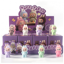 12 Pcs Kawaii The Monsters Labubu Happy Party Flocking Doll Blind Box