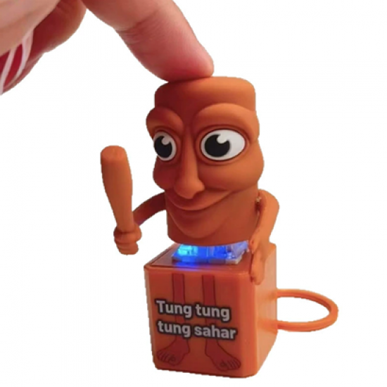 Italian Brainrot Tung Tung Tung Sahur Keychain with Light & Sound Figure Italian Brainrot Tung Tung Tung Sahur Keychain with Light & Sound Figure