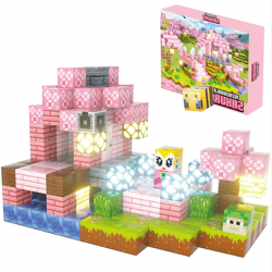 188 Pcs Minecraft Cherry Blossom Magnetic Blocks with LED Light