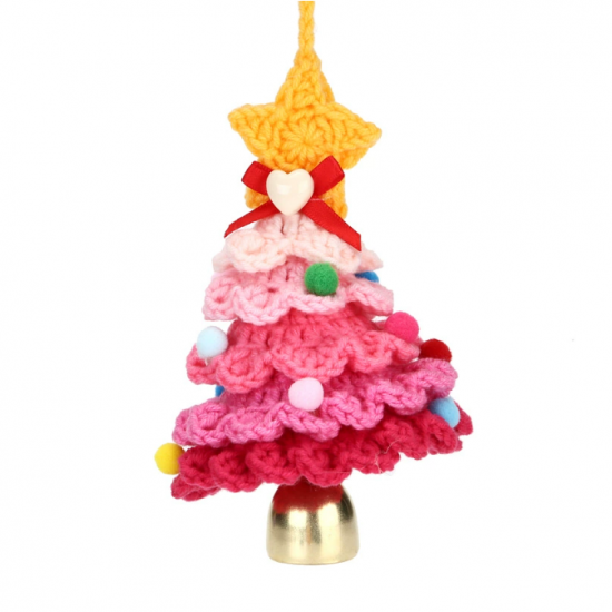 Car Accessories Crochet Christmas Tree for Hanging Rearview Mirrors - Pink Car Accessories Crochet Christmas Tree for Hanging Rearview Mirrors - Pink