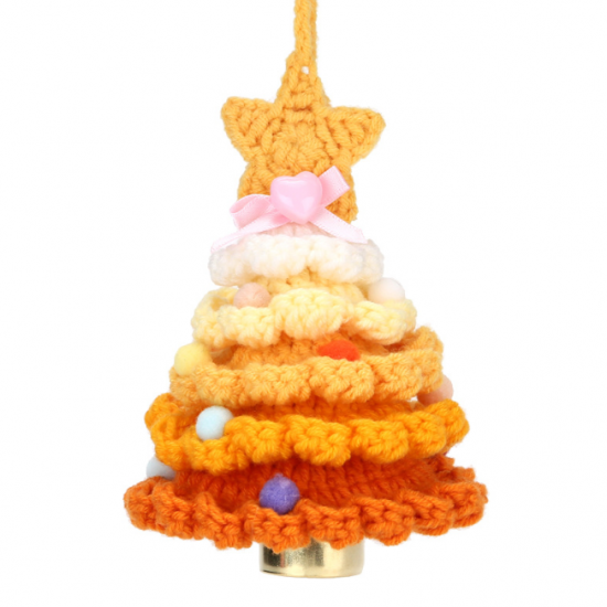 Car Accessories Crochet Christmas Tree for Hanging Rearview Mirrors - Orange Car Accessories Crochet Christmas Tree for Hanging Rearview Mirrors - Orange