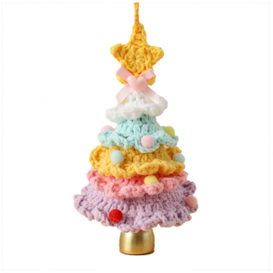 Car Accessories Crochet Christmas Tree for Hanging Rearview Mirrors - Macaron