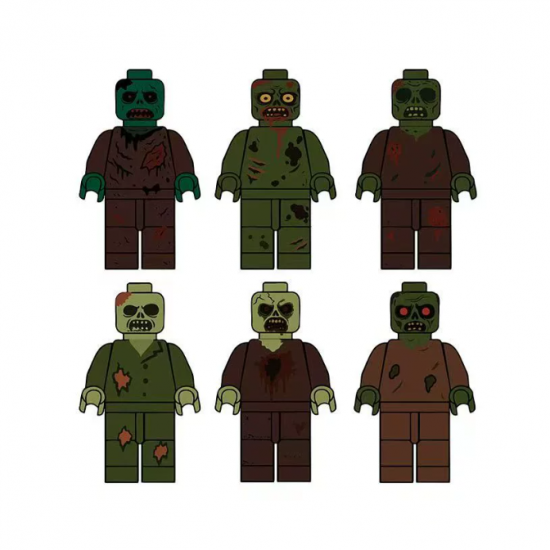 6 Pcs Zombie Building Blocks Mini Figures Compatible with LEGO - 002