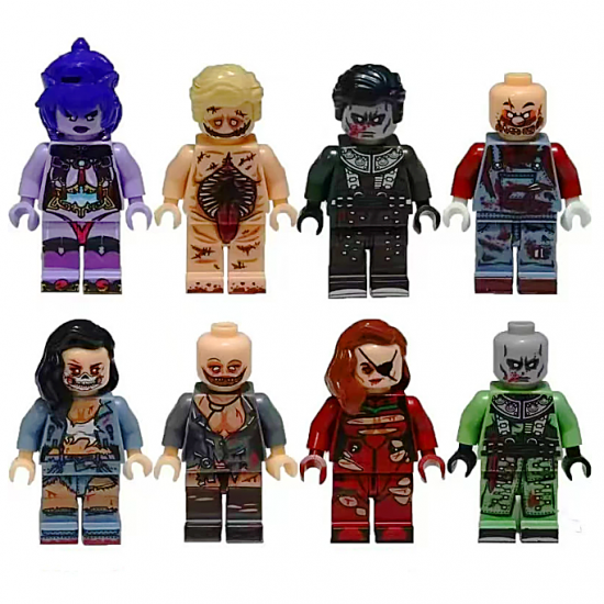 8 Pcs Costume Zombie Building Blocks Mini Figures Compatible with LEGO