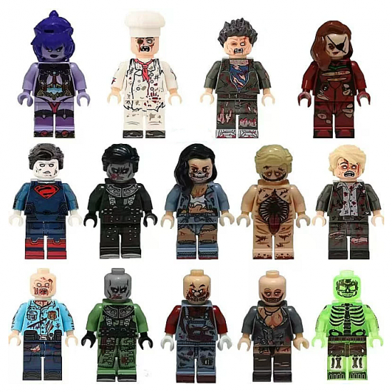 14 Pcs Costume Zombie Building Blocks Mini Figures Compatible with LEGO
