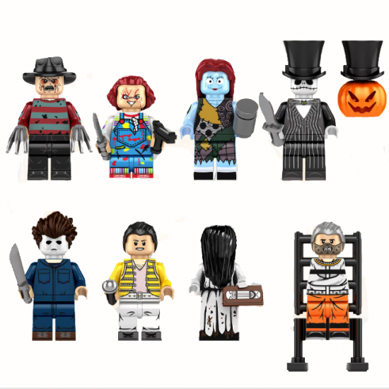 8 Pcs Halloween Series Horror Movie Building Blocks Mini Figures KF6175