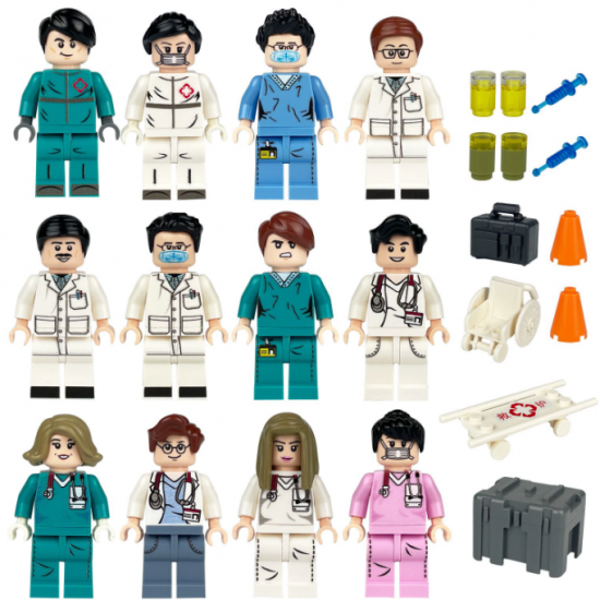 12 Pcs Mini Figures Doctor Nurse Building Blocks M8115 12 Pcs Mini Figures Doctor Nurse Building Blocks M8115