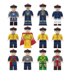 12 Pcs Mini Figures Ancient Qing Dynasty Imperial Minister Building Blocks M8118