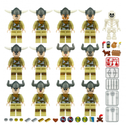 12 Pcs Mini Figures Viking Building Blocks M8206