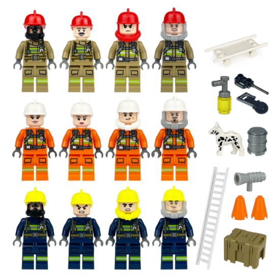 12 Pcs Mini Figures Firefighter Building Blocks M8120