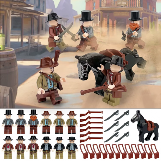 12 Pcs Mini Figures Cowboy Building Blocks M8138