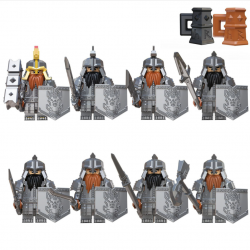8 Pcs Mini Figures The Lord of the Rings: Dwarf Leader Warrior Building Blocks KT1040