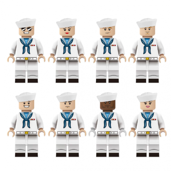 8 Pcs Mini Figures Navy Sailor Building Blocks M8053 8 Pcs Mini Figures Navy Sailor Building Blocks M8053
