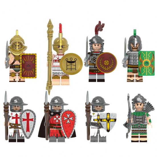8 Pcs Mini Figures Roman Soldier Building Blocks X0320