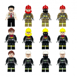 12 Pcs Mini Figures Fireman Building Blocks M8102
