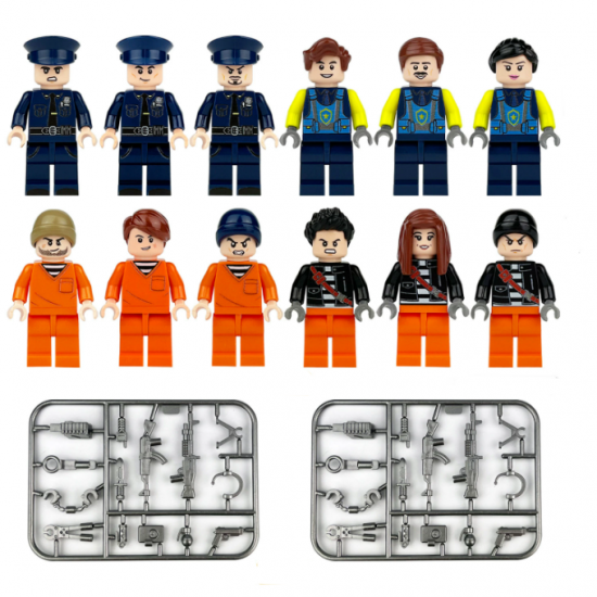 12 Pcs Mini Figures Police Criminal Building Blocks M8119 12 Pcs Mini Figures Police Criminal Building Blocks M8119