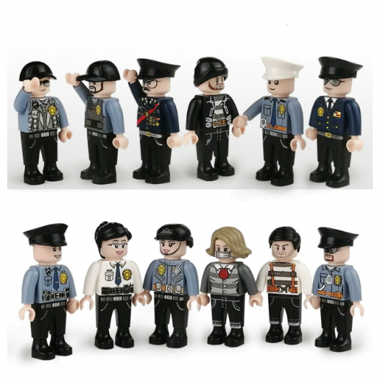 12 Pcs Mini Figures Police Criminal Building Blocks M8025 12 Pcs Mini Figures Police Criminal Building Blocks M8025