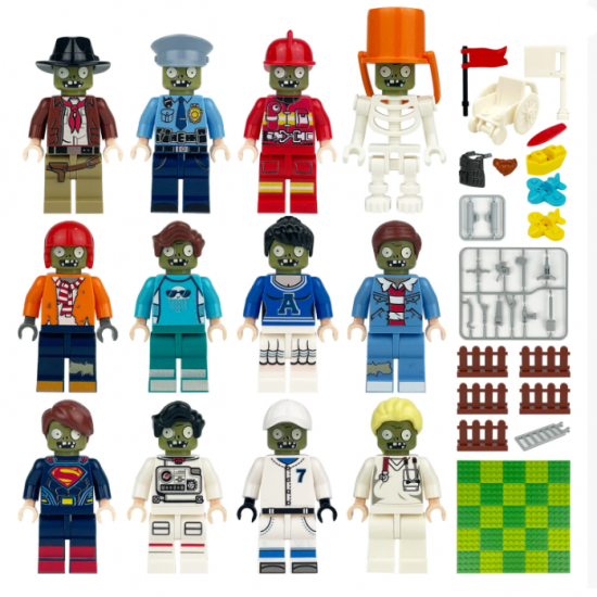 12 Pcs Mini Figures Zombies Building Blocks M8188 12 Pcs Mini Figures Zombies Building Blocks M8188