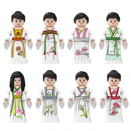 8 Pcs Mini Figures Chinese Hanfu Lady Building Blocks M8043 8 Pcs Mini Figures Chinese Hanfu Lady Building Blocks M8043