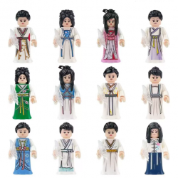 12 Pcs Mini Figures Chinese Hanfu Lady Building Blocks M8122