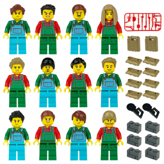 12 Pcs Mini Figures Farmer Building Blocks M1816 12 Pcs Mini Figures Farmer Building Blocks M1816