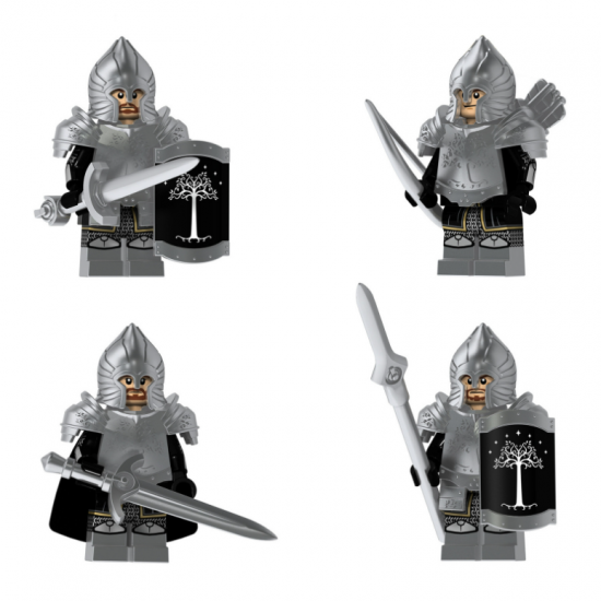 4 Pcs Mini Figures Gondor Soldier of The Lord of the Rings Building Blocks KT1015 4 Pcs Mini Figures Gondor Soldier of The Lord of the Rings Building Blocks KT1015