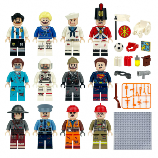 12 Pcs Mini Figures Zombies Building Blocks M8192