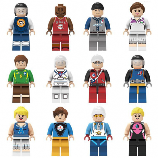 12 Pcs Mini Figures Athlete Building Blocks M8067