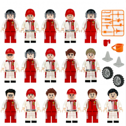 16 Pcs Mini Figures Racing Driver Building Blocks M8158