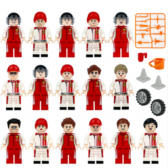 16 Pcs Mini Figures Racing Driver Building Blocks M8158