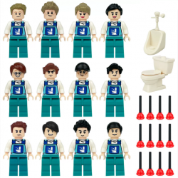 12 Pcs Mini Figures Toilet Cleaner Building Blocks M8177