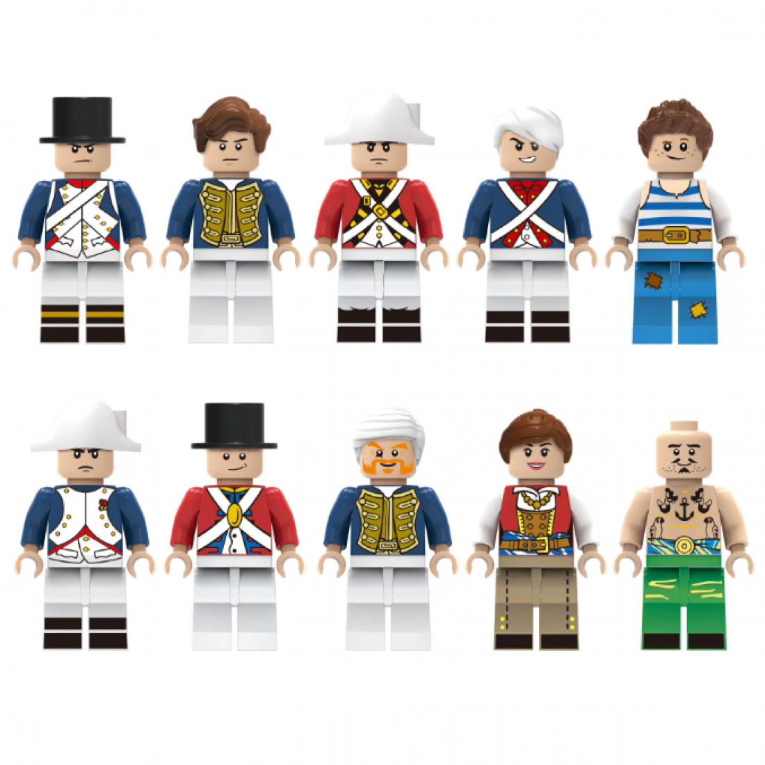 10 Pcs Mini Figures Captain Sailor Building Blocks M8037