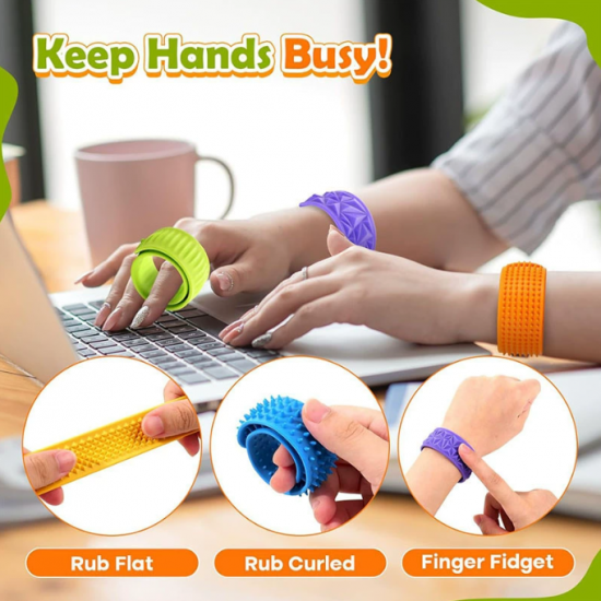 6PC Silicone Sensory Fidget Textured Slap Bracelets Toys