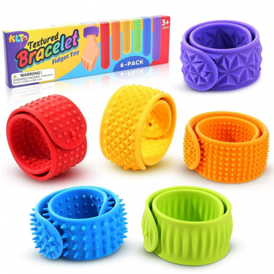 6PC Silicone Sensory Fidget Textured Slap Bracelets Toys
