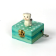 Cute Grey Puppy Wood Jewelry Music Box 