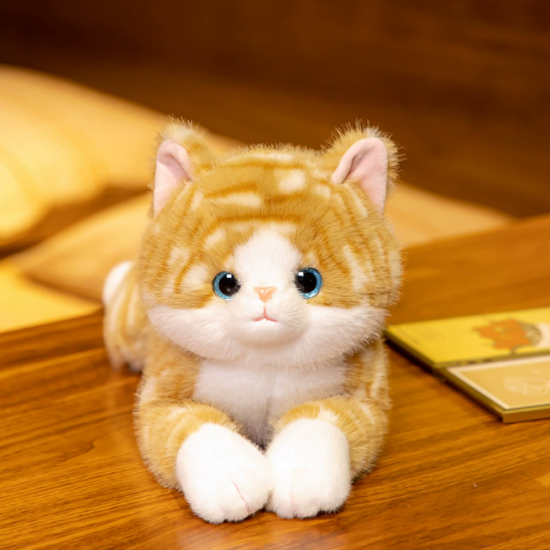 Yellow Lying Stripe Tabby Cat Plush Stuffed Animal