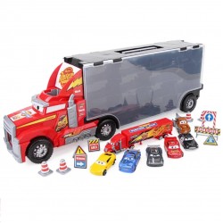 Disney Mack Friction Motor McQueen Hauler Truck Plus 6 Cars Set