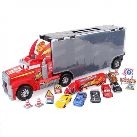 Disney Mack Friction Motor McQueen Hauler Truck Plus 6 Cars Set Disney Mack Friction Motor McQueen Hauler Truck Plus 6 Cars Set