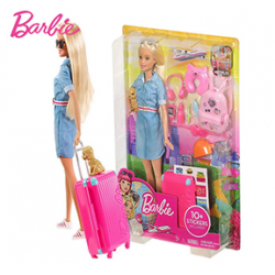AL Genunie-Travel Barbie Doll  Educational Simulation Toy Multiple Stickers