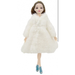Set Long Sleeve Soft Fur Coat Tops Dress Winter Warm Casual Wear Accessories Clothes for Barbie