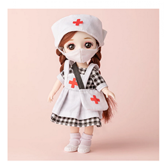 Nurse BJD Doll Cute Girls Toys  Dress Up Plastic Doll For Kids Gift