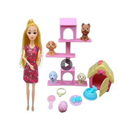 AL Original Barbie Doll Set Dog Barbie Children Toys 