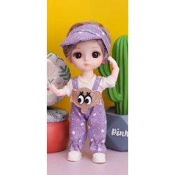 Movable Joint Baby 3D Beautiful DIY Toy Doll With Clothes Purple Set