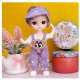 Movable Joint Baby 3D Beautiful DIY Toy Doll With Clothes Purple Set